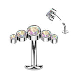Swarovski Curve Top Titanium Threadless Floating Convex Base Belly Bar