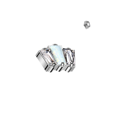 Implant Grade Titanium Internally Threaded 3 Baguette Cubic Zirconia Top