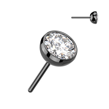 Black Plated Titanium Threadless Push In Bezel Set CZ Ball Top
