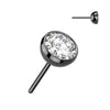 Black Plated Titanium Threadless Push In Bezel Set CZ Ball Top
