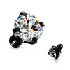 14g Black Plated Prong Gem Balls for INTERNALLY THREADED Belly Rings