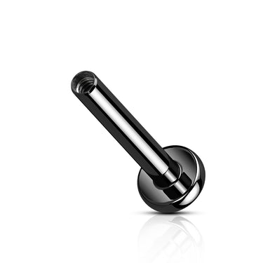 Black Plated Titanium Internally Threaded Flatback Labret Stud – 3mm Base