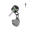 Black Plated Titanium Threadless Push In Round Bezel Set CZ With Heart Dangle