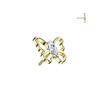 Gold Plated Titanium Threadless Marquise Cubic Zirconia Hollow Butterfly Top