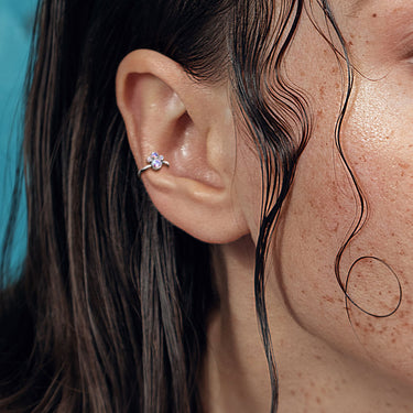 Implant Grade Titanium Captive Bead Ring with 4 Cubic Zirconia Bezel Cluster