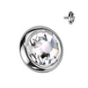 Implant Grade Titanium Internally Threaded Flat Bezel Set Crystal Top