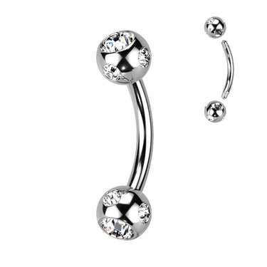 16g Petite 316L Surgical Steel Multi‑Gem Navel Bar