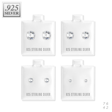 Sterling Silver Martini Stud Earrings with Round Cubic Zirconia