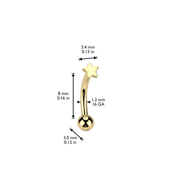 16g Petite Threadless Push In Titanium Star Top Reverse Belly Ring