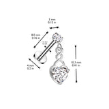 Lovers Entwined Heart Dangle with Gold Plating. Labret, Monroe, Tragus and Cartilage Earrings.