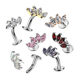 Gold Plated Fan Top Titanium Threadless Floating Convex Base Belly Bar