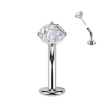 Solid Titanium Threadless Floating Base Fireworks Cubic Zirconia Belly Ring