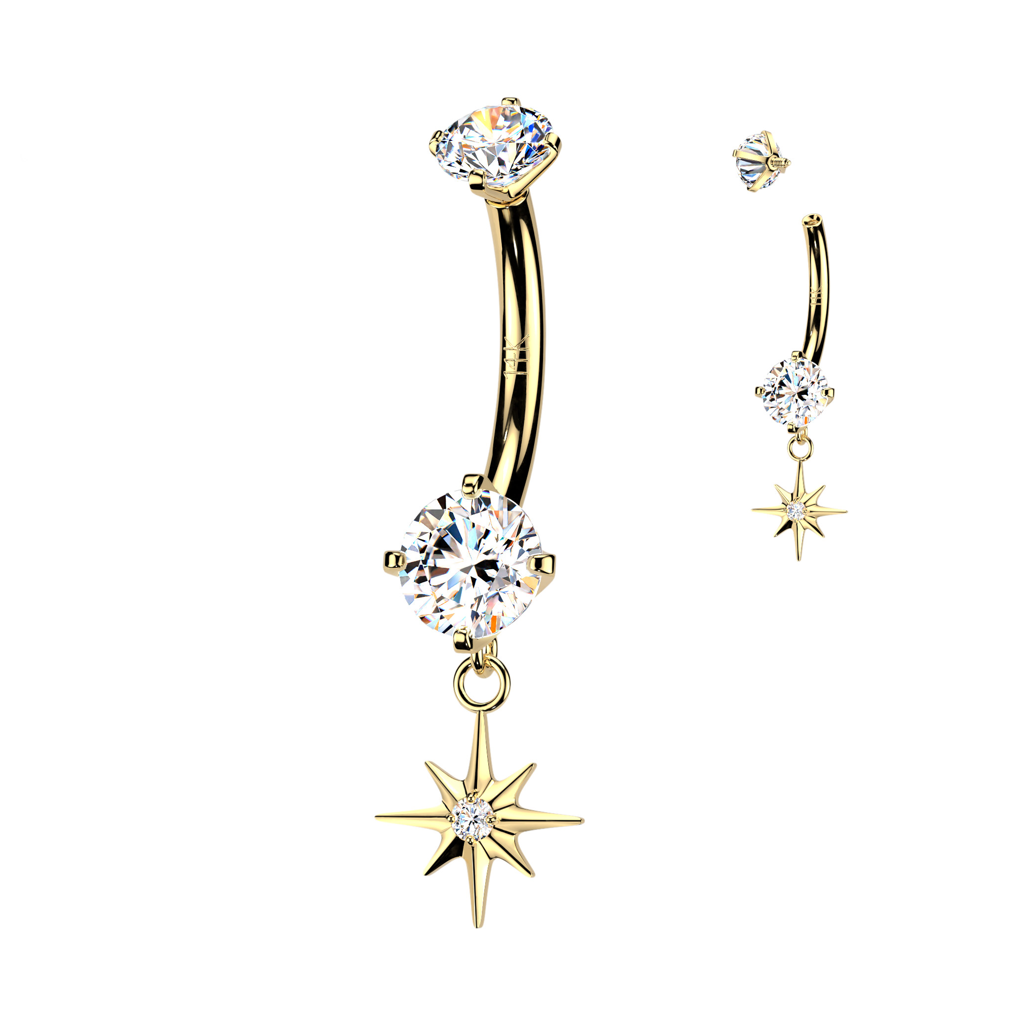 Afterglow Starburst Belly Dangle in 14K Yellow Gold