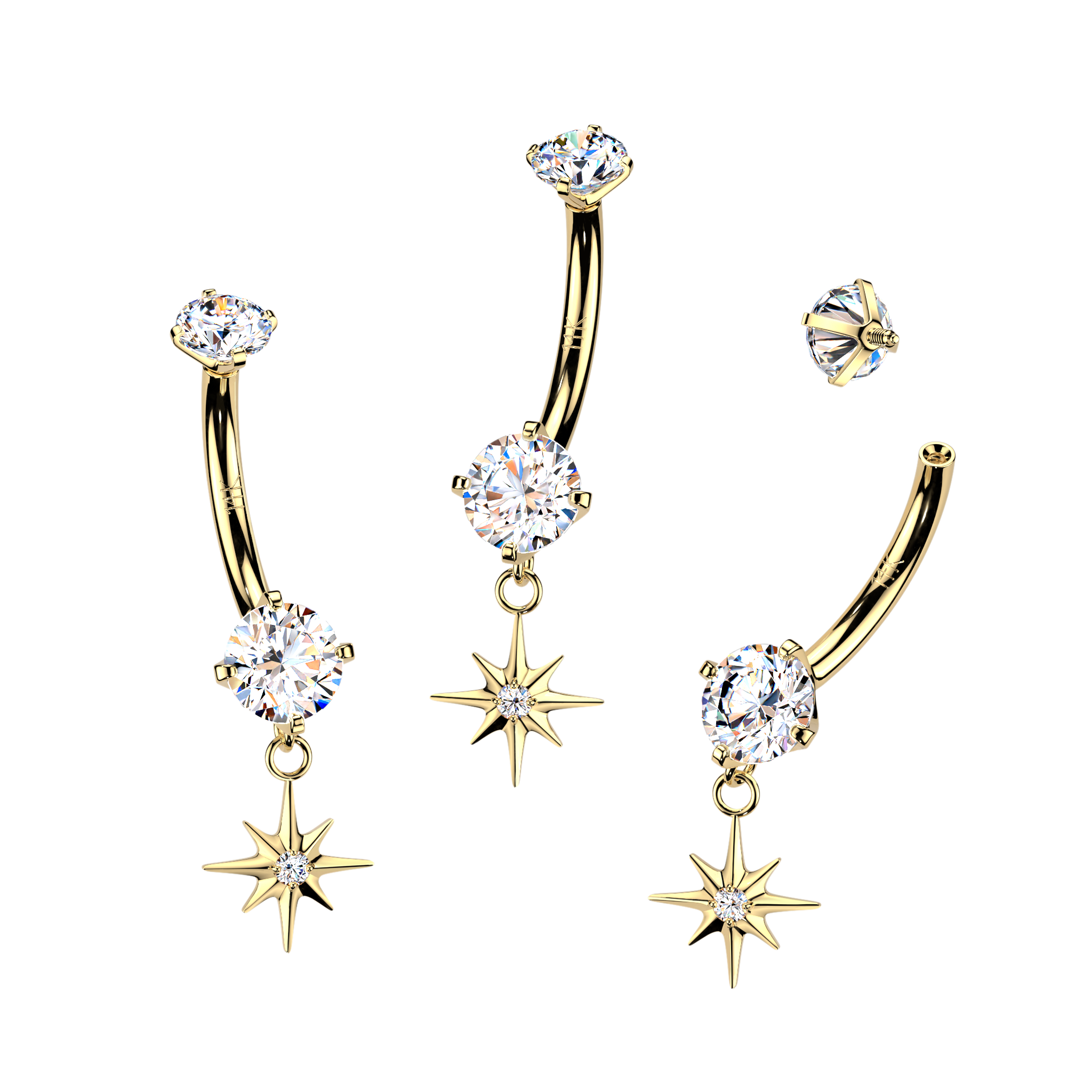 Afterglow Starburst Belly Dangle in 14K Yellow Gold