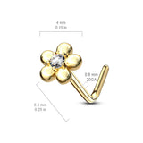 Marguerite Daisy L-Shape Nose Ring in 14K Yellow Gold