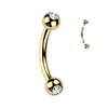 Yellow Gold Plated Titanium Internally Threaded Duo Gem Body Jewellery