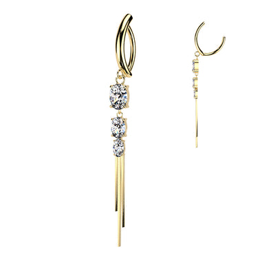 Avere Triple Oval Chain Journey Belly Ring with Gold Plating