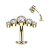 Gold Swarovski Curve Top Titanium Threadless Floating Convex Base Belly Bar
