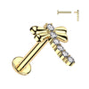 Internally Threaded 14K Yellow Gold CZ Dragonfly Labret