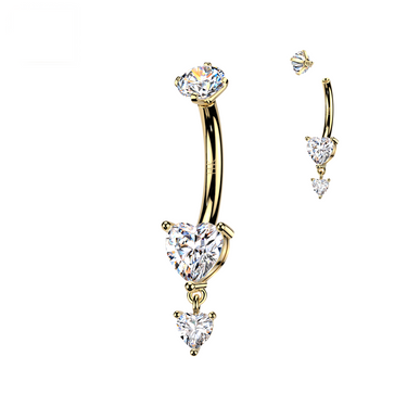 Fifth Avenue Lovers Belly Bar in 14K Yellow Gold