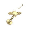 Gold Plated Titanium Internally Threaded Labret With Bat Top