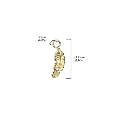 Yellow Gold Plated Titanium Dangle Leaf Charm Attachment