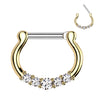 Yellow Gold Plated Surgical Steel Five‑Gem Cubic Zirconia Septum Clicker