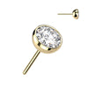 Gold Plated Titanium Threadless Push In Bezel Set CZ Ball Top