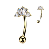 Gold Externally Threaded Reverse Belly Ring With Baguette & Round Cubic Zirconia Crown Top