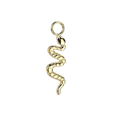 Yellow Gold Plated Titanium Dangle Snake Charm Attachment