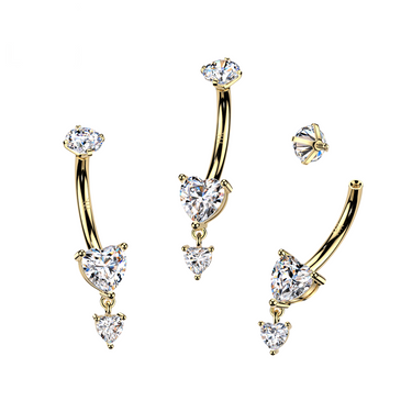 Fifth Avenue Lovers Belly Bar in 14K Yellow Gold