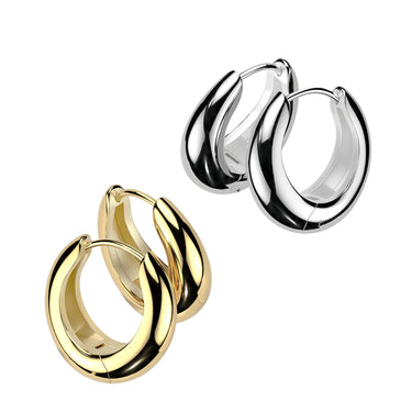 Gold Plated Surgical Steel Hand Polished Wide Hinged Hoop Earring (PAIR)