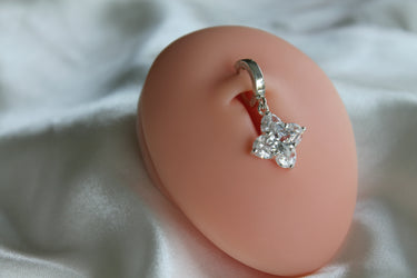 TummyToys® Silver Princess Cut Clover Belly Ring