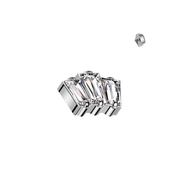Implant Grade Titanium Internally Threaded 3 Baguette Cubic Zirconia Top