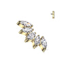 Gold Plated Titanium Internally Threaded 5 Marquise Cubic Zirconia Fan Top