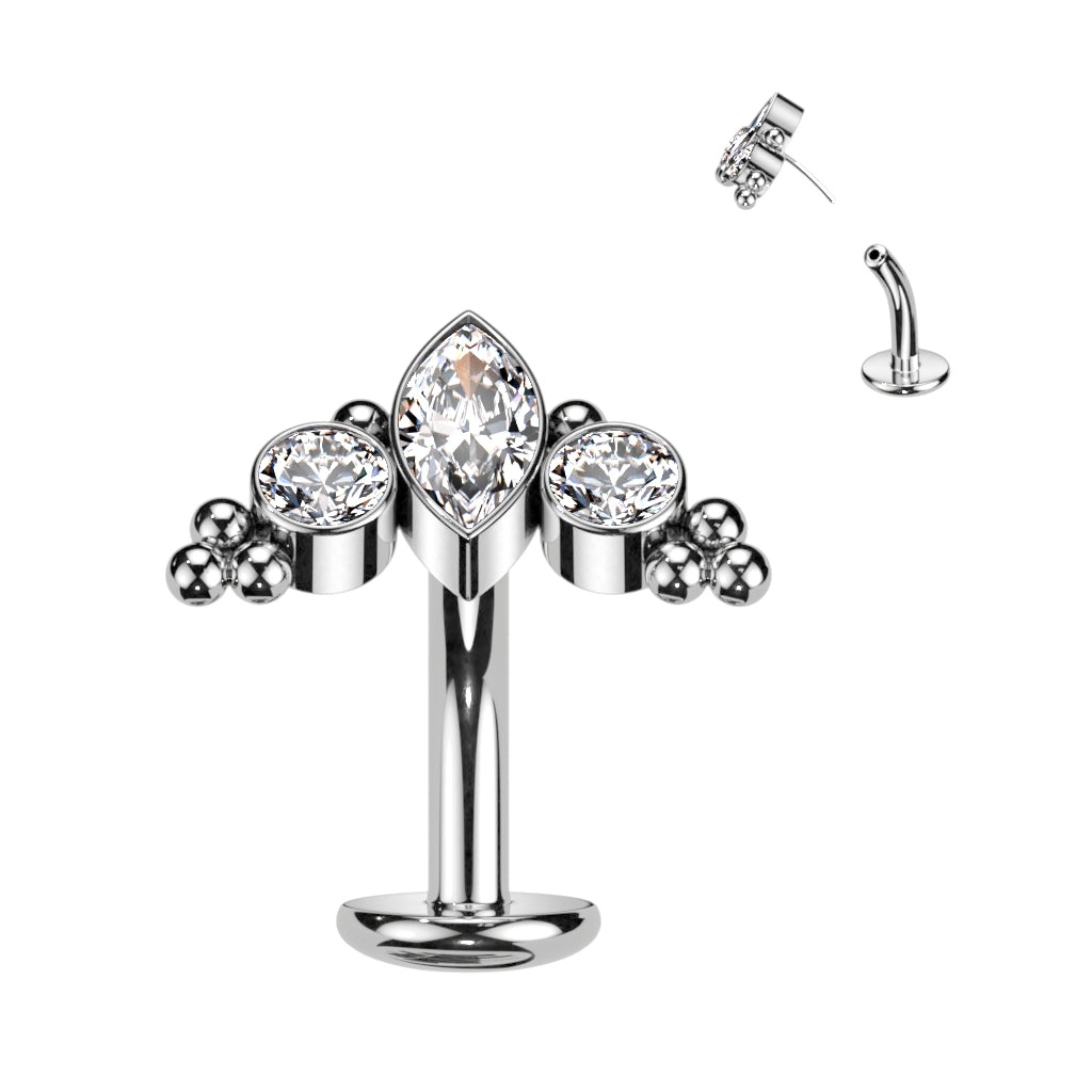 Alessi Titanium Threadless Floating Convex Base Belly Bar