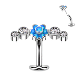 Titanium Threadless Opal Pentad Floating Belly Ring