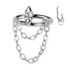 Implant Grade Titanium Hinged Hoop with Marquise Cubic Zirconia and Double Chain