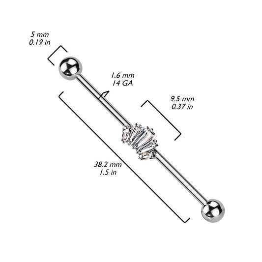 Black Plated Regal Industrial Barbell Body Jewellery