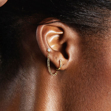 Rose Gold Plated Surgical Steel Chain‑Linked Hoop and Cartilage Barbell