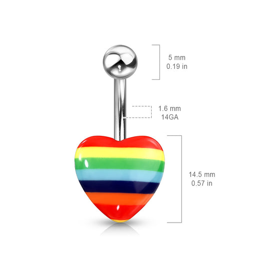 Gay Pride Rainbow Heart Belly Bar