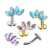 Gold Natural Stone Fan Top Titanium Threadless Floating Convex Base Belly Bar
