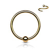 Yellow Gold Plated Titanium Fixed Captive Bead Ring - Nose and Cartilage