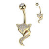 Arctic Fox Navel Ring with Gold Plating