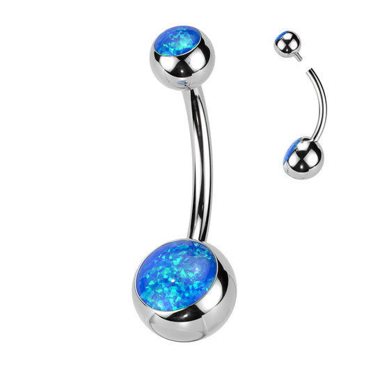 Lustrous Opal Navel Titanium Internally Threaded Belly Bars