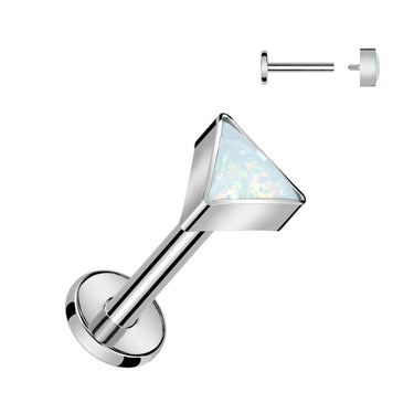 Titanium Labret With Bezel Set Triangle Opal Top