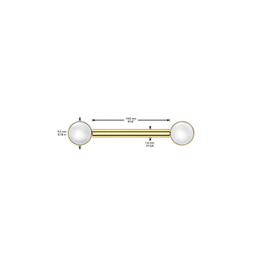 Gold Plated Titanium Threadless Push In Pearl Set Ends Nipple Barbell