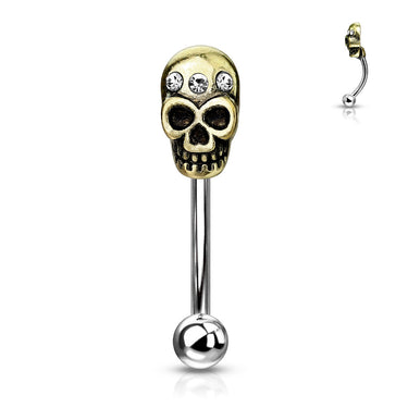 16g Petite 316L Surgical Steel Belly Ring with Single Skull End
