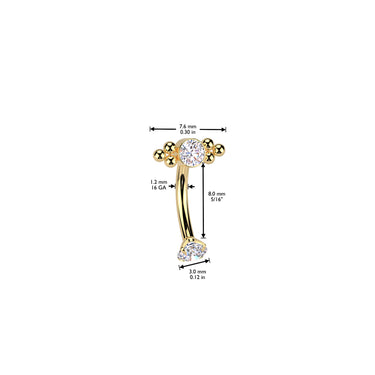 16g Petite Implant Grade Titanium CZ Reverse Belly Ring