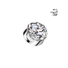 Implant Grade Titanium Internally Threaded Semi Bezel Set Round Cubic Zirconia Top